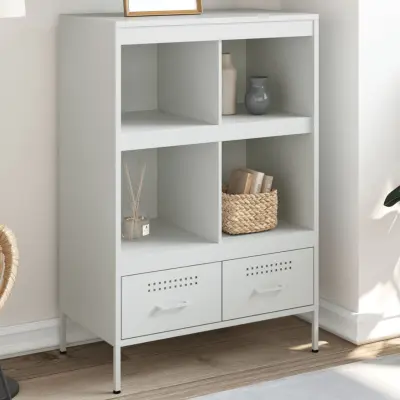 The Living Store Visoka omara bela 68x39x101,5 cm hladno valjano jeklo - Visoka Omara