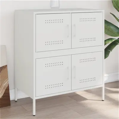 The Living Store Komoda bela 68x39x79 cm jeklo - Komoda