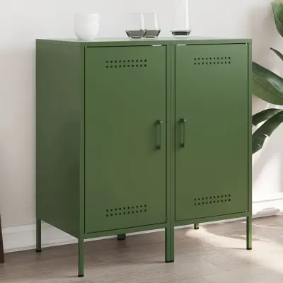The Living Store Komoda 2 kosa olivno zelena 36x39x79 cm hladno valjano jeklo - Komoda