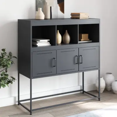 The Living Store Komoda antracitna 100,5x39x107 cm hladno valjano jeklo - Komoda