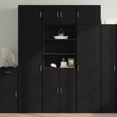 The Living Store Visoka omara črna 70x42,5x185 cm inženirski les - Visoka Omarica