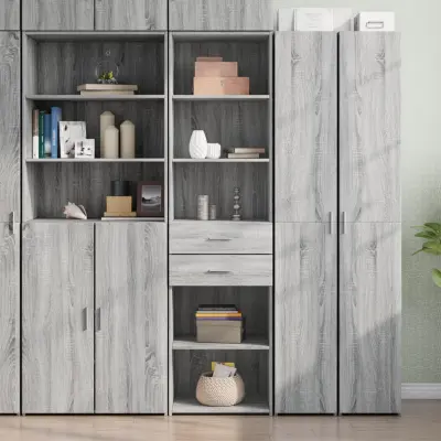 The Living Store Visoka omara siva sonoma 50x42,5x185 cm inženirski les - Visoka Omara