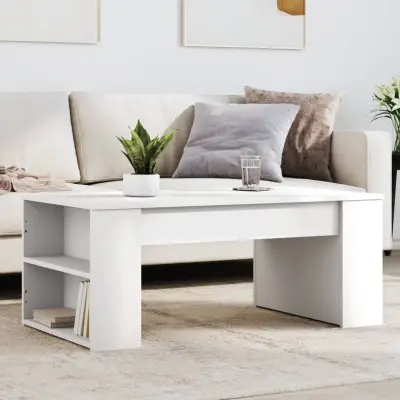 The Living Store Klubska mizica bela 102x55x42 cm inženirski les - Klubska Mizica