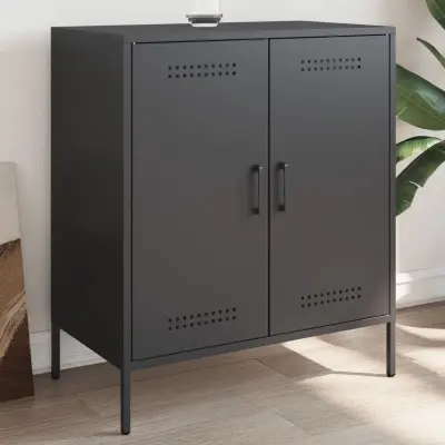 The Living Store Komoda črna 68x39x79 cm jeklo - Komoda