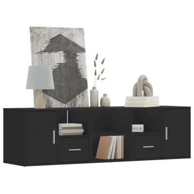 The Living Store Kotna omarica črna 160x40x45 cm iverna plošča - Kotna Omarica