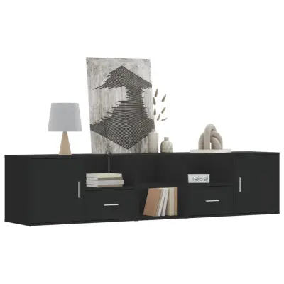 The Living Store Kotna omarica črna 200x40x45 cm iverna plošča - Kotna Omarica