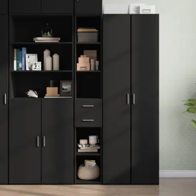 The Living Store Visoka omara črna 30x42,5x185 cm inženirski les - Visoka Omara