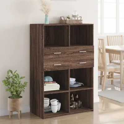 The Living Store Visoka omara rjavi hrast 80x42,5x124 cm inženirski les - Visoka Omarica