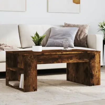 The Living Store Klubska mizica dimljeni hrast 102x55x42 cm inženirski les - Klubska Mizica
