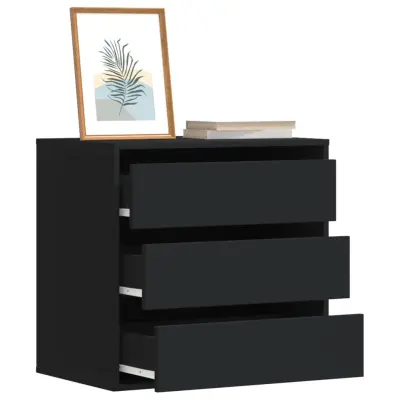 The Living Store Kotni predalnik črn 60x41x58 cm inženirski les - Predalnik