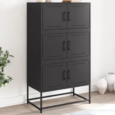 The Living Store Komoda črna 68,5x38,5x107 cm jeklo - Komoda