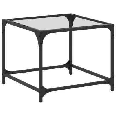 The Living Store Klubska mizica s stekleno površino 50x50x40 cm jeklo - Klubska Mizica