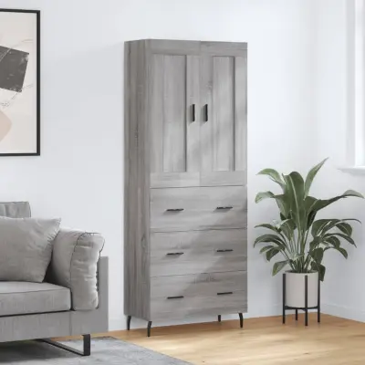 The Living Store Visoka komoda siva sonoma 69,5x34x180 cm inženirski les - Visoka Omarica