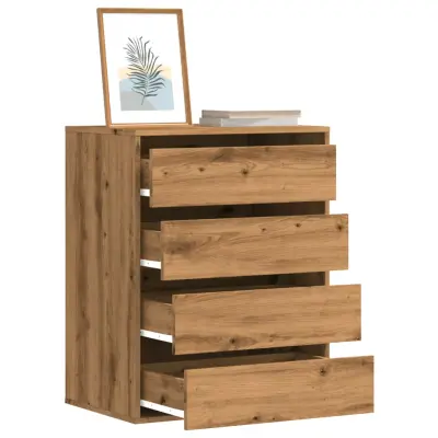 The Living Store Kotni predalnik artisan hrast 60x41x76 cm inženirski les - Predalnik