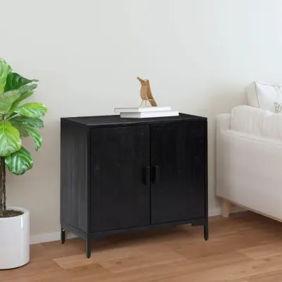 The Living Store Komoda črna 75x35x70 cm trdna borovina - Komoda