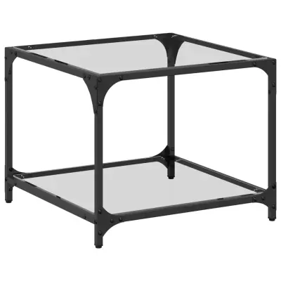 The Living Store Klubska mizica s stekleno površino 50x50x40 cm jeklo - Klubska Mizica