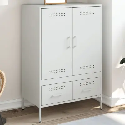 The Living Store Visoka omara bela 68x39x101,5 cm hladno valjano jeklo - Visoka Omara