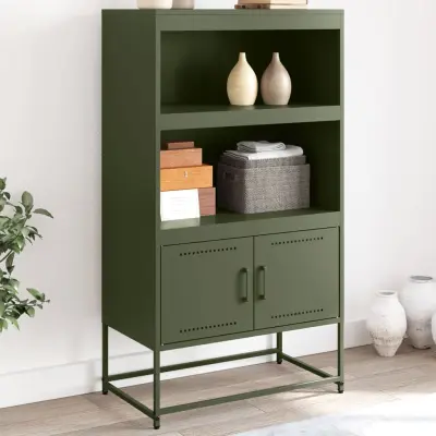 The Living Store Visoka omara olivno zelena 68,5x38,5x123,5 cm jeklo - Visoka Omara