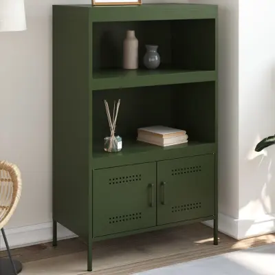 The Living Store Visoka omara olivno zelena 68x39x113 cm jeklo - Visoka Omara