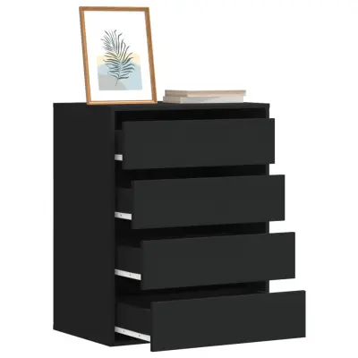 The Living Store Kotni predalnik črn 60x41x76 cm inženirski les - Predalnik