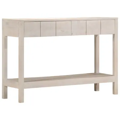 The Living Store Konzolna mizica bela 110x35x75 cm trden mangov les - Konzolna Mizica