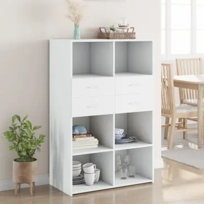 The Living Store Visoka omara bela 80x42,5x124 cm inženirski les - Visoka Omarica