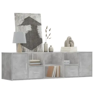 The Living Store Kotna omarica betonsko siva 160x40x45 cm iverna plošča - Kotna Omarica