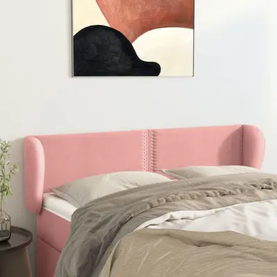 The Living Store Vzglavje z ušesi roza 147x23x78/88 cm žamet - Vzglavje