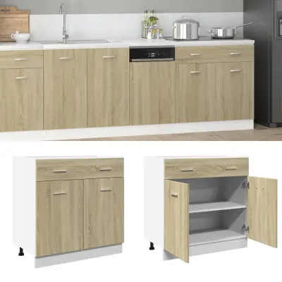 The Living Store Spodnja omarica s predalom sonoma hrast 80x46x81,5cm iverna pl. - Spodnja Omarica S Predalom