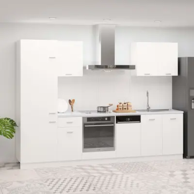 The Living Store Komplet kuhinjskih omaric 7-delni bel iverna plošča - Komplet Kuhinjskih Omaric