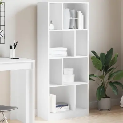 The Living Store Knjižna omara bela 57x28,5x141 cm inženirski les - Knjižna Omara