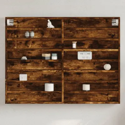 The Living Store Vitrina dimljeni hrast 100x8,5x75 cm konstruiran les - Vitrina