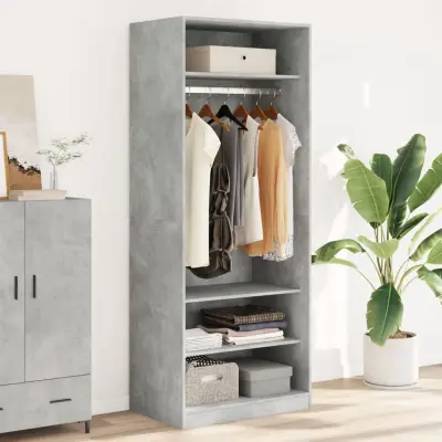 The Living Store Garderobna omara betonsko siva 80x50x200 cm inženirski les - Garderobna Omara