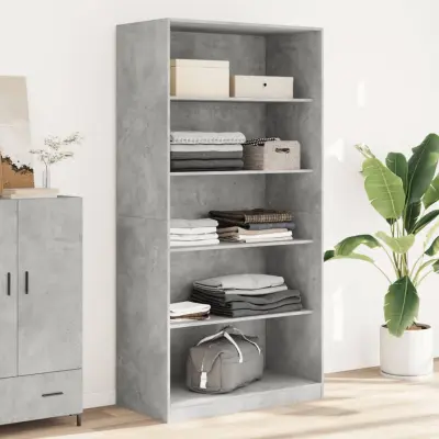 The Living Store Garderobna omara betonsko siva 100x50x200 cm iverna plošča - Garderobna Omara