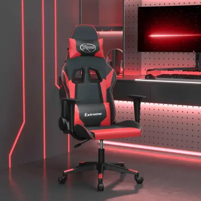 The Living Store Masažni gaming stol črno in rdeče umetno usnje - Gaming Stol
