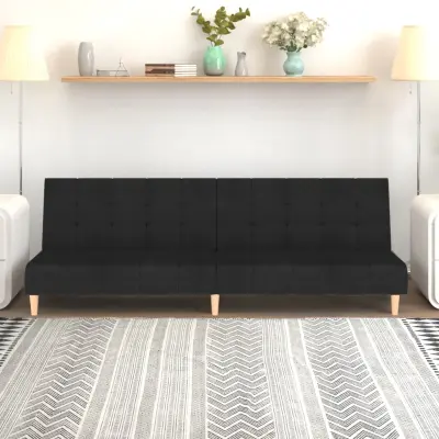 The Living Store Kavč dvosed z ležiščem črno blago - Raztegljiv Kavč