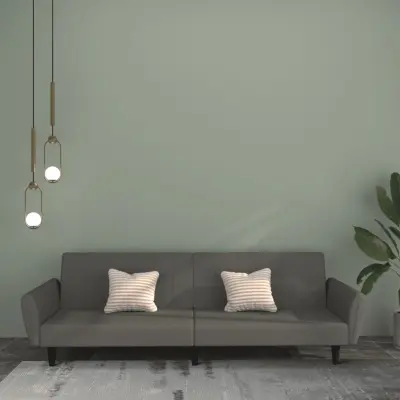 The Living Store Kavč dvosed z ležiščem temno siv žamet - Raztegljiv Kavč
