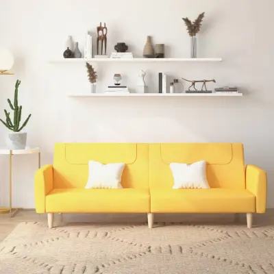 The Living Store Kavč dvosed z ležiščem rumeno blago - Raztegljiv Kavč