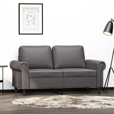 The Living Store Dvosed siva 120 cm umetno usnje - Kavč Dvosed