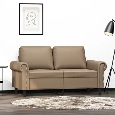 The Living Store Dvosed kapučino barve 120 cm umetno usnje - Kavč Dvosed