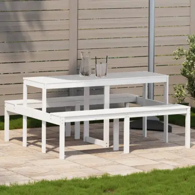 The Living Store Piknik miza bela 160x134x75 cm trdna borovina - Piknik Miza