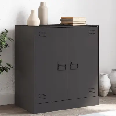 The Living Store Komoda črna 67x39x73 cm jeklo - Komoda