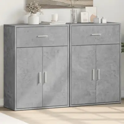 The Living Store Komoda 2 kosa betonsko siva 60x30x84 cm inženirski les - Komoda