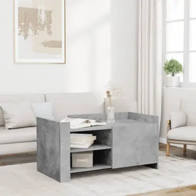 The Living Store Klubska mizica betonsko siva 100x50x50 cm inženirski les - Klubska Mizica