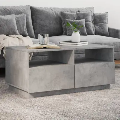 The Living Store Klubska mizica z LED lučkami betonsko siva 90x49x40 cm - Klubska Mizica