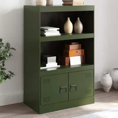 The Living Store Komoda olivno zelena 67x39x107 cm jeklo - Komoda