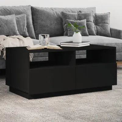 The Living Store Klubska mizica z LED lučkami črna 90x49x40 cm - Klubska Mizica