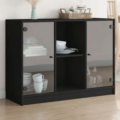 The Living Store Komoda črna 102x37x75,5 cm inženirski les - Komoda