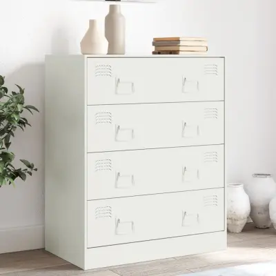 The Living Store Komoda bela 67x39x83 cm jeklo - Komoda