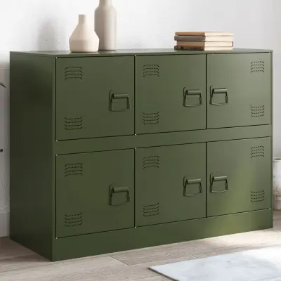 The Living Store Komoda olivno zelena 99x39x73 cm jeklo - Komoda